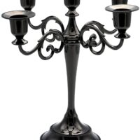 5-Candle Metal Candelabra Candlestick Holders 10.6 inch Tall Candle Holder Wedding Event Candelabra Candle Stand (Black Candelabra)