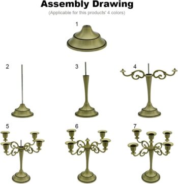 5-Candle Metal Candelabra Candlestick Holders 10.6 inch Tall Candle Holder Wedding Event Candelabra Candle Stand (Black Candelabra)