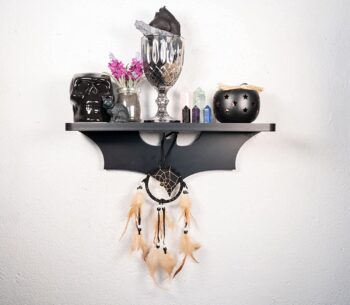 Bat Shelf Gothic Home Decor - Unique Goth Room Decor and Black Crystal Shelf Hanging Room Shelves for Wall Oddities and Curiosities Witchy Room Decor, Display for Stones or Goth Candles