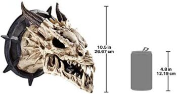 Design Toscano CL4864 Horned Dragon Skull Trophy Gothic Decor Wall Sculpture, 10 Inch, Single