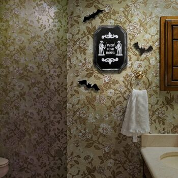 Gothic Decor, Goth Halloween horror Bathroom Wall art Decor stuff for home room bathroom kitchen , Gothic Home Room Kitchen Decor, Goth Room Kitchen Wall Decor, wash your hands wood wall art sign (square)