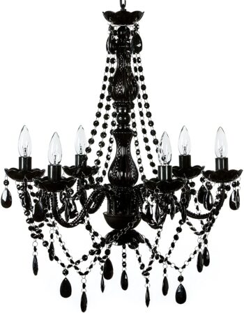 Gypsy Color 6 Light Black Hardwire Flush Mount Chandelier