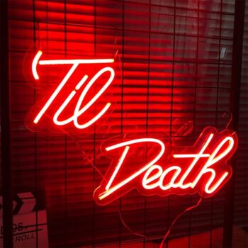 Til Death Neon Sign LED Red Neon Light Signs for Wall Decor Bedroom Wedding Party Home Decor Indoor Outdoor Wall Art Gifts 2 Separate Signs Words Light-Til 9x9", Death 15x9"