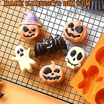 3 Pieces Halloween Molds Nonstick Halloween Silicone Pumpkin Mold Cake Pan Halloween Chocolate Candy Cupcakes Bat Skull Ghost Shape for Kitchen DIY Silicone Baking Mold