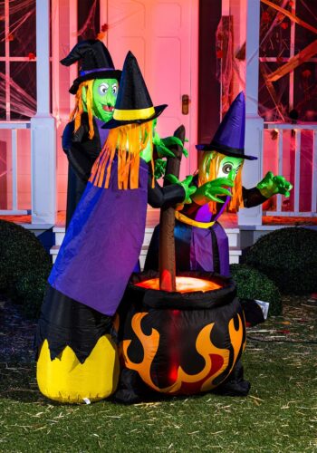 6 Foot Tall Cauldron and Witches Inflatable Decoration