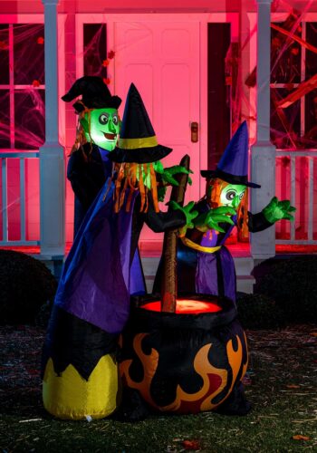 6 Foot Tall Cauldron and Witches Inflatable Decoration