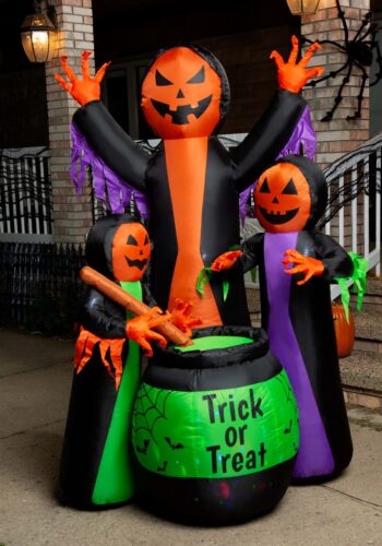 6 Foot Tall Cauldron and Witches Inflatable Decoration