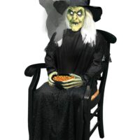 Animated Sitting Witch with Candy Bowl Prop