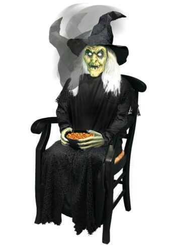 Animated Sitting Witch with Candy Bowl Prop