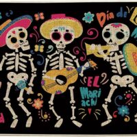 Artoid Mode Dia De Los Muertos Sugar Skull Decorative Doormat Black, Seasonal Fall Day of The Dead in Mexico Halloween Holiday Low-Profile Floor Mat Switch Mat for Indoor Outdoor 17 x 29 Inch