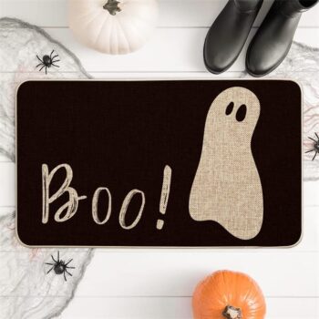 Artoid Mode Ghost Boo Decorative Doormat, Seasonal Fall Halloween Holiday Low-Profile Floor Mat Switch Mat for Indoor Outdoor 17 x 29 Inch