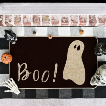 Artoid Mode Ghost Boo Decorative Doormat, Seasonal Fall Halloween Holiday Low-Profile Floor Mat Switch Mat for Indoor Outdoor 17 x 29 Inch