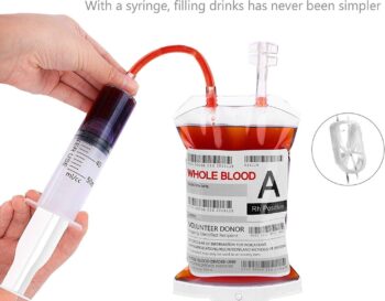 Blood Bags for Drinks, WYNK 10 IV Bags for Halloween Party Decoration, Reusable Drink Pouch for Live Blood of Theme Parties, Masquerade,Vampire,Zombie,Nurse Graduation Party Props