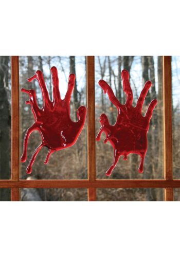 Bloody Window Hand Print Cling Decoration