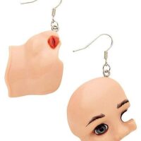 Broken Doll Face Dangle Earrings - 18 Gauge