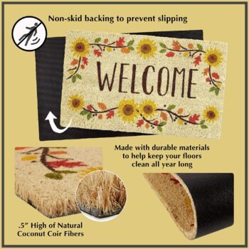 DII Natural Coir Fiber Outdoor Doormat, Decorative Halloween, Pet Friendly Mat, 17x29, Boo