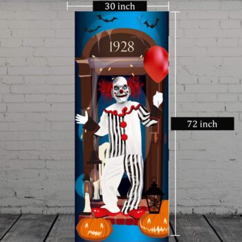 Emopeak Halloween Clown Door Sticker Cover - Creative 3D Sticker Wall Decals for Halloween Party Decoration