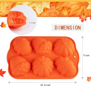 Fall Baking Molds Silicone Pumpkin Mold, 2 Pack Leaves Mold Fall Muffin Cakelet Pan Thanksgiving Cake Mold for Cupcake Chocolate Candy Baking Autumn Cake Decoration Fondant