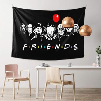 Friends Halloween Horror Movie Tapestry,Wall Art Hanging Decor Tapestry60x40inch,Living Room Room Decoration Tapestry Dormitory