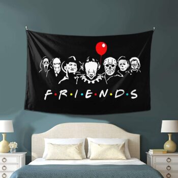 Friends Halloween Horror Movie Tapestry,Wall Art Hanging Decor Tapestry60x40inch,Living Room Room Decoration Tapestry Dormitory