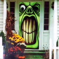 Halloween Haunted House Green Goblin Door Cover by Greenbrier