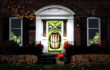 Halloween Haunted House Green Goblin Door Cover by Greenbrier