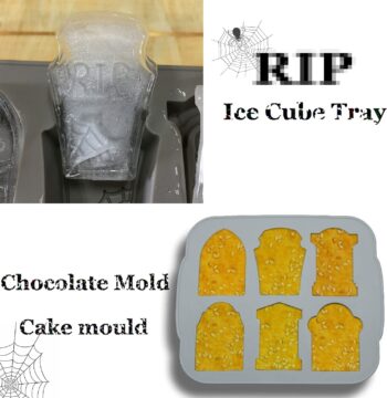 Halloween Silicone Ice Cube Trays RIP Gravestone Mold for Ice, Cake, Chocolate, Candy, Soap (6 Cavity,Gray)