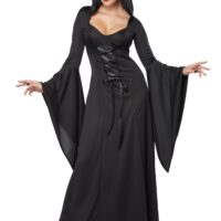 Hooded Black Lace Up Robe Costume for Women