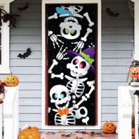 JOYIN 3D Design Cute Skeleton Family Door Cover 30” x 72” for Halloween Door, Window and Wall Cover Decoration