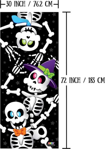 JOYIN 3D Design Cute Skeleton Family Door Cover 30” x 72” for Halloween Door, Window and Wall Cover Decoration