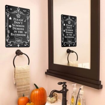 N NAMESISS Bathroom Sign, Bathroom Signs, Gothic Decor, Halloween Bathroom Decor, 12x16 Inch Metal Sign, Halloween Decor, Bathroom Metal Sign, Halloween Decoration Outdoor, Halloween Sign, Gothic Sign