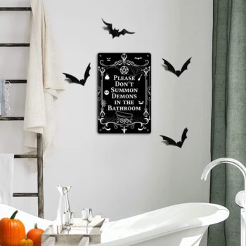 N NAMESISS Bathroom Sign, Bathroom Signs, Gothic Decor, Halloween Bathroom Decor, 12x16 Inch Metal Sign, Halloween Decor, Bathroom Metal Sign, Halloween Decoration Outdoor, Halloween Sign, Gothic Sign