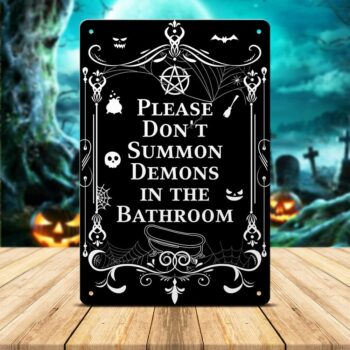 N NAMESISS Bathroom Sign, Bathroom Signs, Gothic Decor, Halloween Bathroom Decor, 12x16 Inch Metal Sign, Halloween Decor, Bathroom Metal Sign, Halloween Decoration Outdoor, Halloween Sign, Gothic Sign