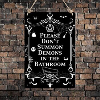 N NAMESISS Bathroom Sign, Bathroom Signs, Gothic Decor, Halloween Bathroom Decor, 12x16 Inch Metal Sign, Halloween Decor, Bathroom Metal Sign, Halloween Decoration Outdoor, Halloween Sign, Gothic Sign