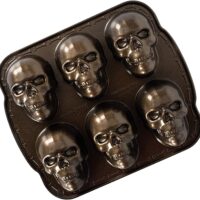 Nordic Ware Skull Cakelet Halloween Bakeware, Haunted Pan, Bronze