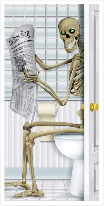 Skeleton Restroom Door Cover Party Accessory (1 count) (1/Pkg)