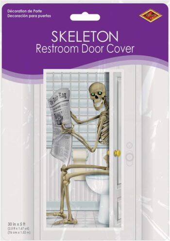 Skeleton Restroom Door Cover Party Accessory (1 count) (1/Pkg)