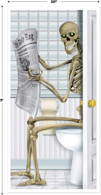 Skeleton Restroom Door Cover Party Accessory (1 count) (1/Pkg)