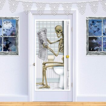 Skeleton Restroom Door Cover Party Accessory (1 count) (1/Pkg)