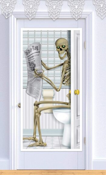 Skeleton Restroom Door Cover Party Accessory (1 count) (1/Pkg)