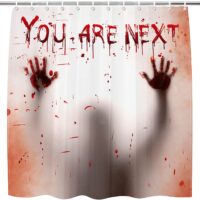 71" x 71" Halloween Shower Curtain Liner- You are Next Bloody Shower Curtain with Hooks- Waterproof Horror Shower Curtain for Bathroom Halloween Decorations Party Favors