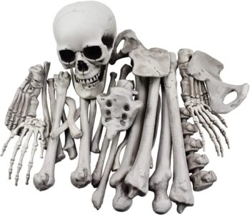 28 Pieces Skeleton Bones and Skull for Halloween Decor or Spooky Graveyard Ground Decoration