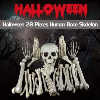 28 Pieces Skeleton Bones and Skull for Halloween Decor or Spooky Graveyard Ground Decoration