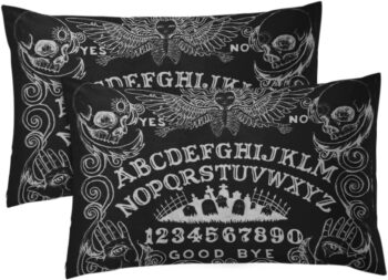 Aikul Set of 2 Throw Pillow Cover Spirit Witch Board Black Gothic Goth Occult Witchcraft Pillow Case Cushion Cover Lumbar Pillowcase Decoration for Couch Sofa Bed Car, Standard Size 12 x 20 inchs