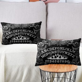 Aikul Set of 2 Throw Pillow Cover Spirit Witch Board Black Gothic Goth Occult Witchcraft Pillow Case Cushion Cover Lumbar Pillowcase Decoration for Couch Sofa Bed Car, Standard Size 12 x 20 inchs