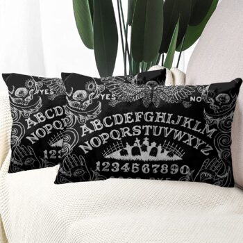 Aikul Set of 2 Throw Pillow Cover Spirit Witch Board Black Gothic Goth Occult Witchcraft Pillow Case Cushion Cover Lumbar Pillowcase Decoration for Couch Sofa Bed Car, Standard Size 12 x 20 inchs