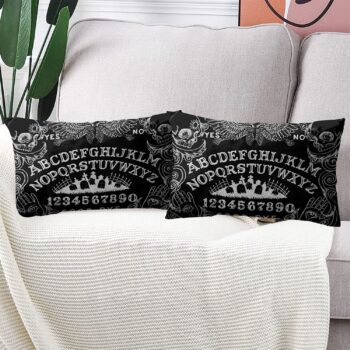 Aikul Set of 2 Throw Pillow Cover Spirit Witch Board Black Gothic Goth Occult Witchcraft Pillow Case Cushion Cover Lumbar Pillowcase Decoration for Couch Sofa Bed Car, Standard Size 12 x 20 inchs