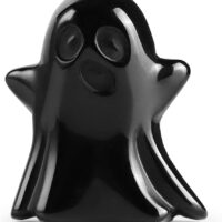 Artistone 1.7" Black Obsidian Halloween Crystal Ghost Figurine Statue,Hand Carved Gemstone Reiki Healing Stone Ornament Carnival Party Decor Pocket Ghost