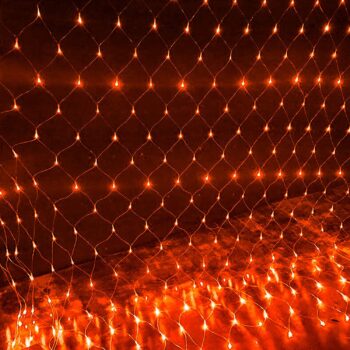 DAZZLE BRIGHT Halloween 360 LED Net Lights, 12FT x 5 FT Connectable String Lights with 8 Lighting Modes, Halloween Decorations for Party Carnival Supplies, Indoor Outdoor Yard Garden Decor (Orange)