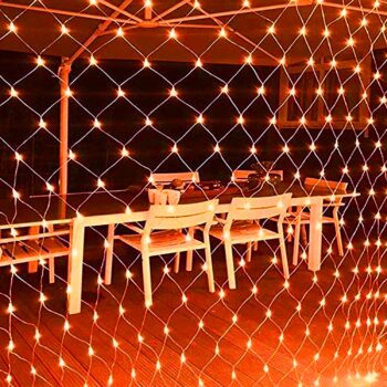 DAZZLE BRIGHT Halloween 360 LED Net Lights, 12FT x 5 FT Connectable String Lights with 8 Lighting Modes, Halloween Decorations for Party Carnival Supplies, Indoor Outdoor Yard Garden Decor (Orange)